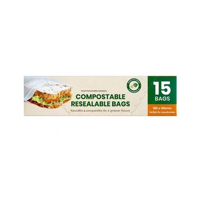 Bon prix Accueil Compostable Résallable 100% Biodégradable Durable Amidon de maïs Sandwich Fruits secs Sacs à fermeture à glissière pour emballage alimentaire en ligne