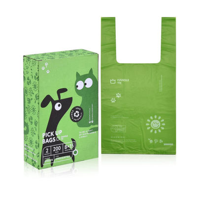 sacs certifiés de déchets pour chiens compostables avec poignées faciles à attacher