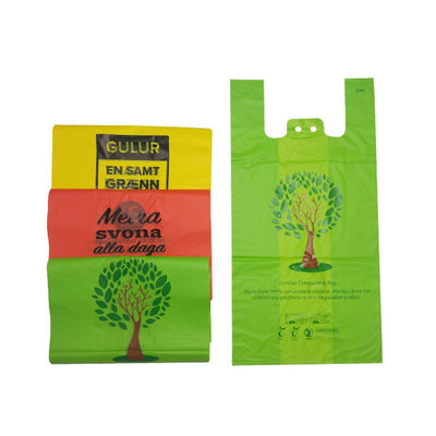 Bon prix Sacs de t-shirts biodégradables bloqués Emballage Sacs d'épicerie compostables avec poignées en ligne