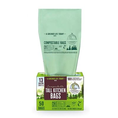 Bon prix Vente en gros de 100% d'amidon de maïs biodégradable durable sur mesure imprimé haute cuisine compostable poubelle poubelle pour déchets alimentaires en ligne